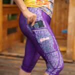 fioletowe legginsy sportowe damskie capri 3/4 lawenda