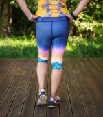 kolorowe legginsy sportowe damskie 3/4 capri Góry