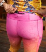 kolorowe legginsy sportowe capri 3/4 brzoskwinka