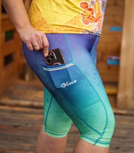 kolorowe legginsy sportowe damskie capri 3/4 zorza polarna