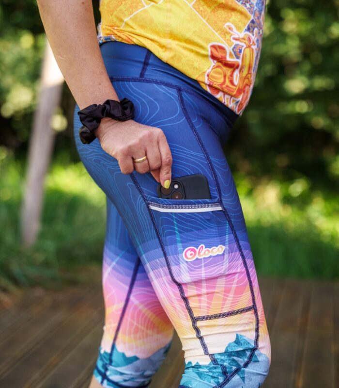 kolorowe legginsy sportowe damskie 3/4 capri Góry
