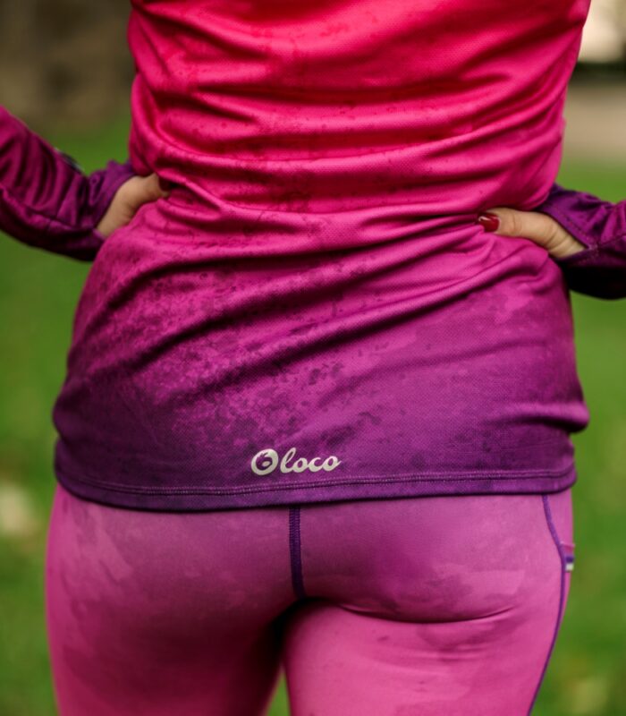sportowa bluza hawana różowy gradient rozpinana z wycięciami na kciuki