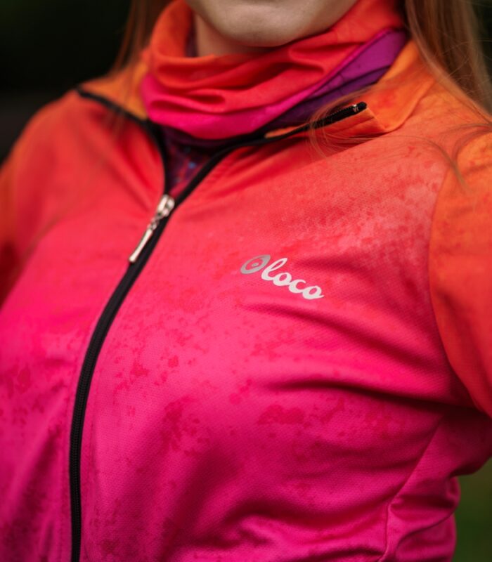 kolorowa bluza sportowa rozpinana z wycięciami na kciuki hawana