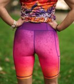 legginsy krótkie gradient sportowe z kieszkonkami hawana