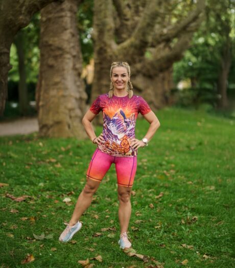 hawana legginsy krótkie gradient sportowe z kieszkonkami