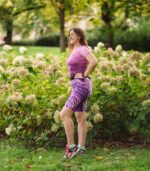 jagody legginsy krótkie z kieszonkami fioletowe