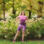 jagody legginsy krótkie z kieszonkami fioletowe