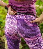 jagody legginsy krótkie z kieszonkami fioletowe