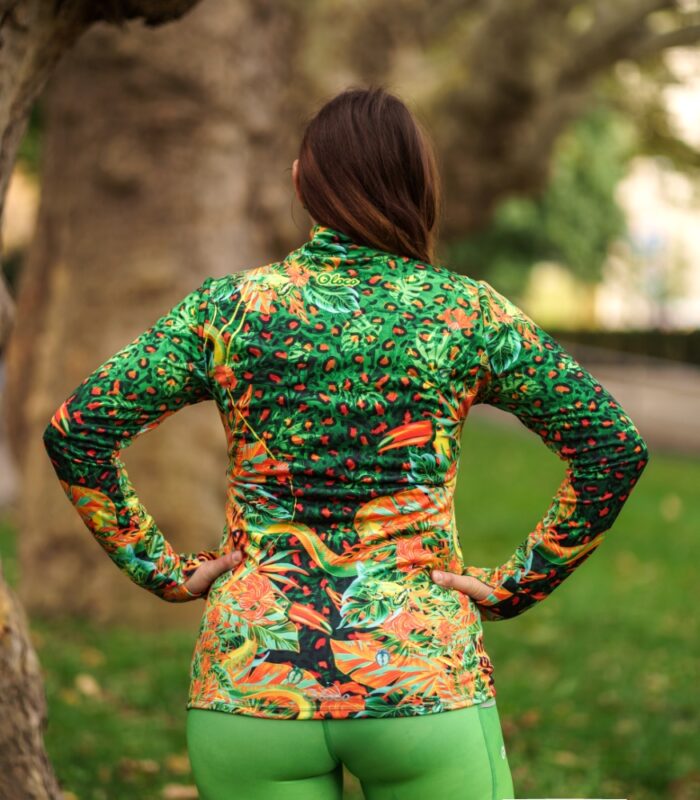 bluza sportowa jungle motyw zwierzęcy tropikalne rośliny zieleń