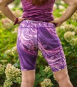 jagody legginsy krótkie z kieszonkami fioletowe