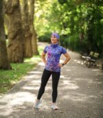 koszulka sportowa krótki rękaw kwiaty nocna orchidea