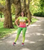 limonka długie legginsy sportowe z kieszeniami