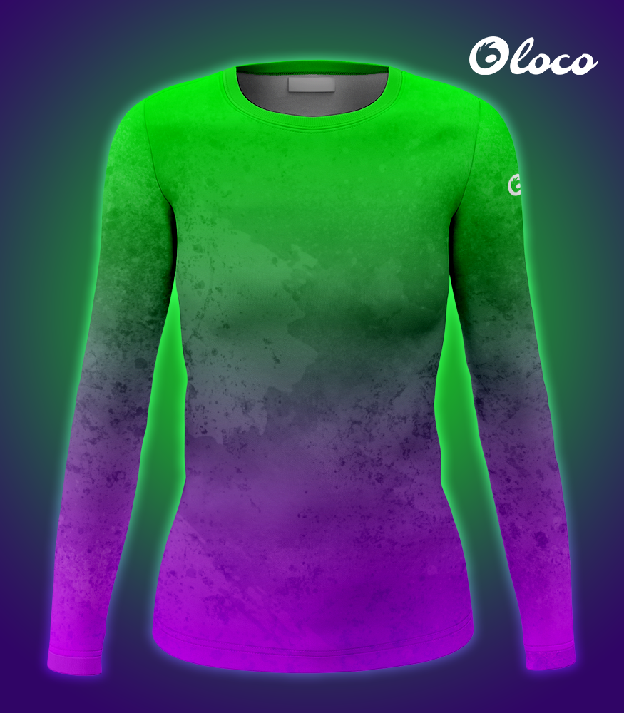 koszulka sportowa z długim rękawem zielono fioletowa toxic