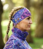 nocna orchidea zestaw opaska komin kwiaty fioletowe niebieskie