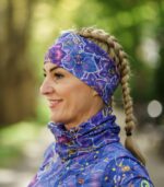 nocna orchidea zestaw opaska komin kwiaty fioletowe niebieskie