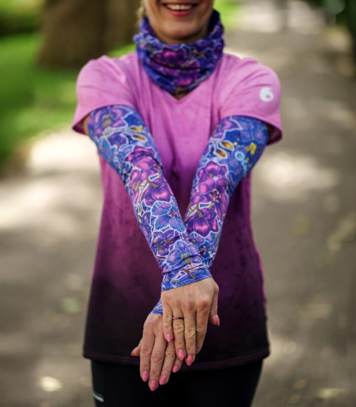 niebieskie rękawki ultra lekkie sportowe nocna orchidea