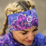 nocna orchidea zestaw opaska komin kwiaty fioletowe niebieskie