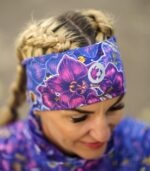 nocna orchidea zestaw opaska komin kwiaty fioletowe niebieskie