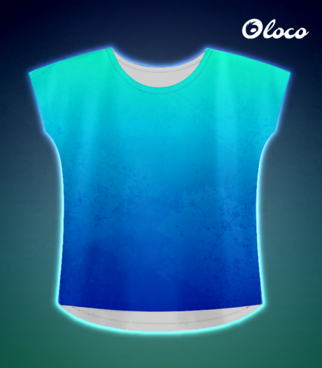 kolorowa koszulka sportowa krój nietoperz błękitna laguna