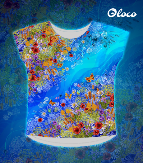 sportowa koszulka z dużym dekoltem krój nietoperz łąka