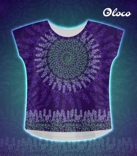 koszulka z dużym dekoltem sportowa lawenda nietoperz