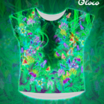 sportowa koszulka duży dekolt szeroka krój nietoperze magiczny las