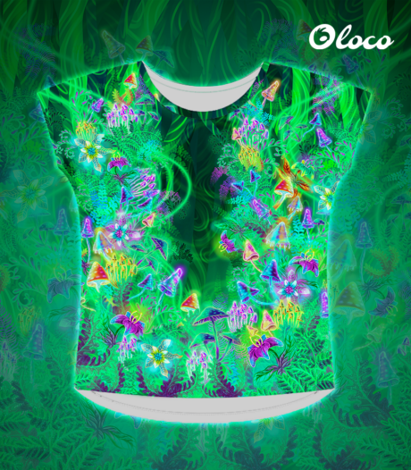 sportowa koszulka duży dekolt szeroka krój nietoperze magiczny las