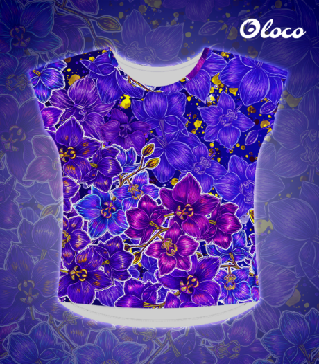 koszulka sportowa damska z dużym dekolte nocna orchidea