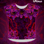 kolorowa koszulka sportowa z dużym dekoltem krój nietoperz czarna lilia