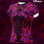 koszulka sportowa oddychająca damska fioletowo czerwona czarna lilia
