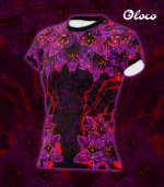 koszulka sportowa oddychająca damska fioletowo czerwona czarna lilia