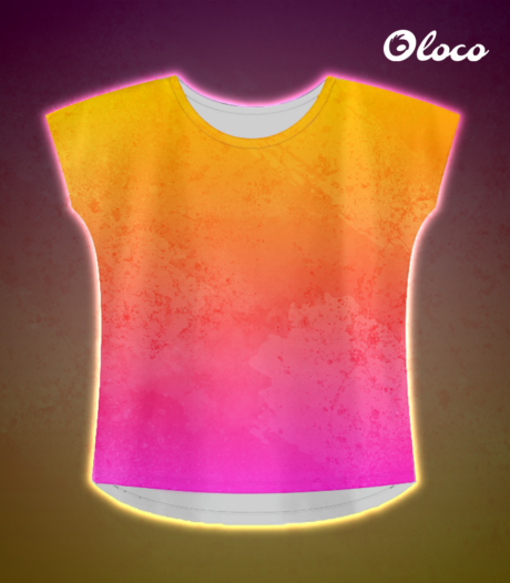 kolorowa koszulka sportowa duży dekolt krój nietoperz brzoskwinka