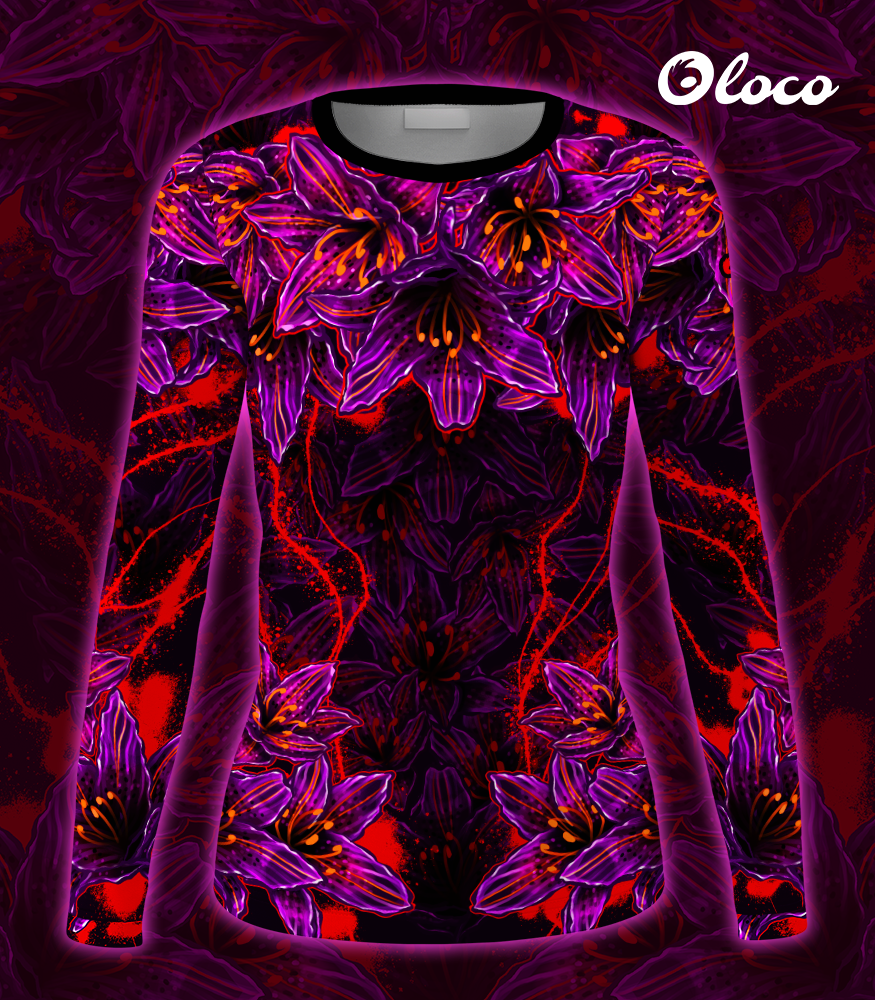 longlsleene spportowy czarno różowy czarna lilia