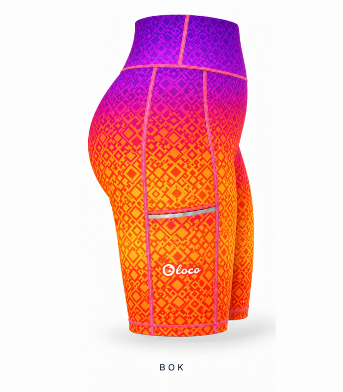 Krótkie legginsy damskie Summer LOCO – prawy bok z kieszenią na telefon