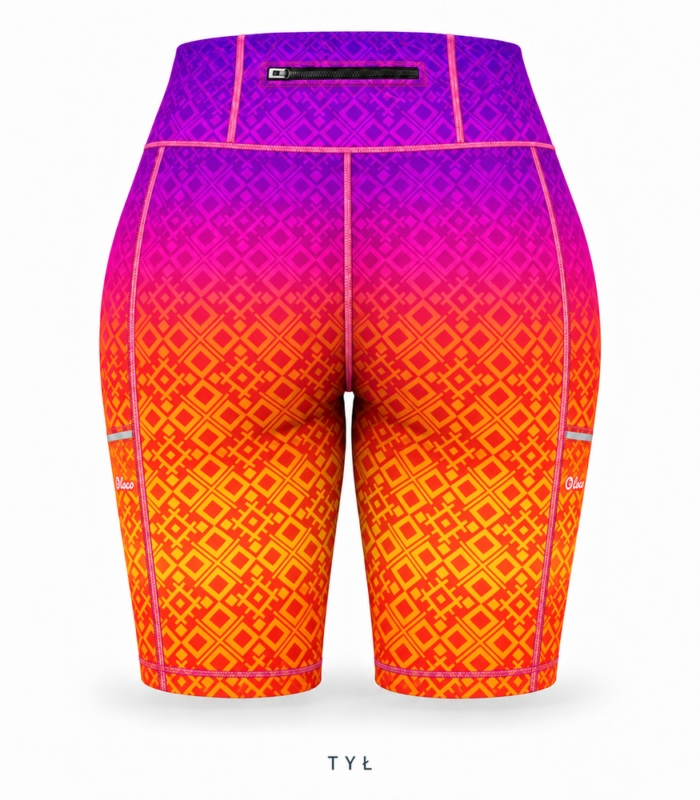 Krótkie legginsy damskie Summer LOCO – tył z kieszenią na zamek w pasie