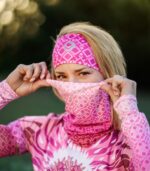 różowy zestaw sportowy mokosz opaska i komin
