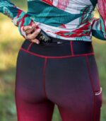 damskie legginsy do biegania 3/4 czerwone wino