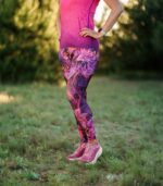 sportowe legginsy w kwiaty czarna lilia