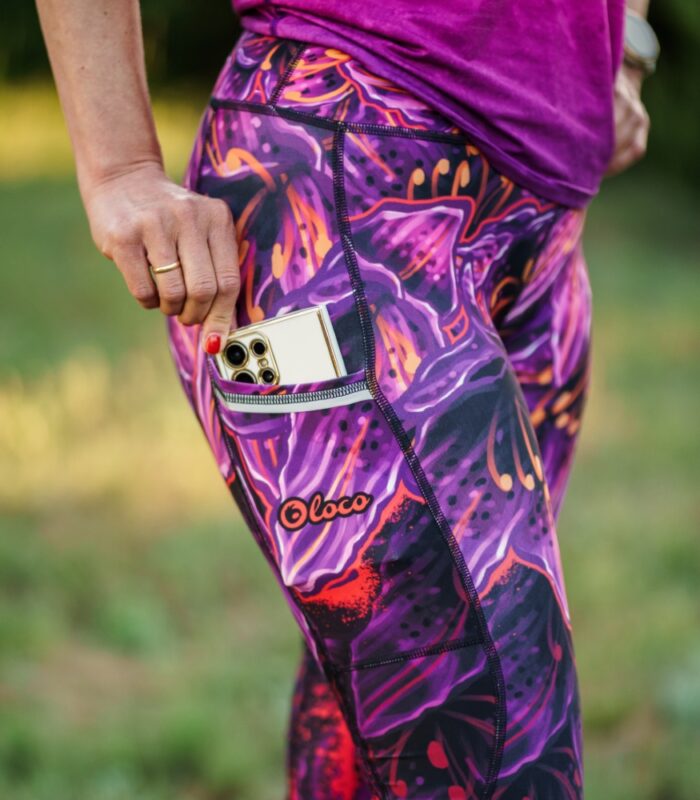legginsy z kieszonką na telefon czarna lilia