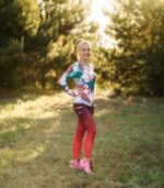 czerwone legginsy sportowe damskie długie czerwone wino