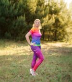 kolorowe legginsy do biegania śliwka