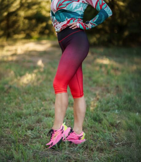 legginsy 3/4 sportowe czerwone wino