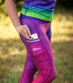 legginsy z kieszonką sportowe długie śliwka