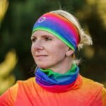 sportowa opaska na głowę do biegania tęcza