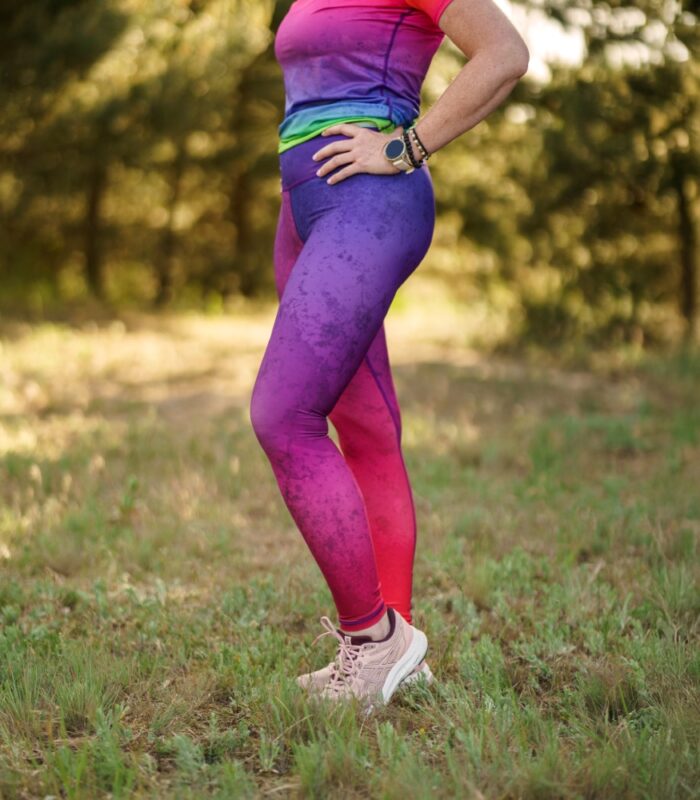 legginsy sportowe fiolet śliwka
